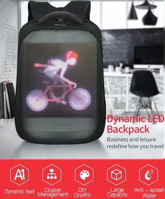 mesh pixel backpack with led backpack with screen smart back pack led  mochila con led 15.6 inch laptop backpack women - AliExpress