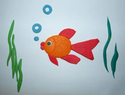 Аппликация из пластилина на картоне " Аквариум с рыбками". Пошаговый  мастер-класс с фото для детей. | Лепим с Таней | Дзен