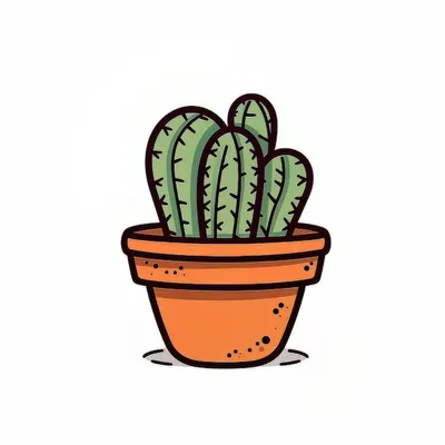 Векторный ручной рисунок кактуса, изолированный на белом. иллюстрация в  мультяшном стиле. мексиканский кактус. колючие растения пустыни. | Премиум  векторы