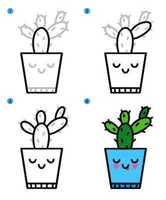 How to draw a cute cactus, simple drawings - YouTube