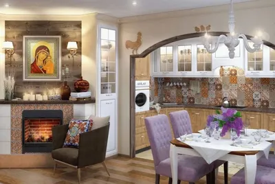 Фото дизайн кухни-гостиной из проекта «Интерьер двухкомнатной квартиры в  стиле американской неоклассики, ЖК «Парадный квартал», 76… | Дизайн кухни,  Дизайн, Интерьер