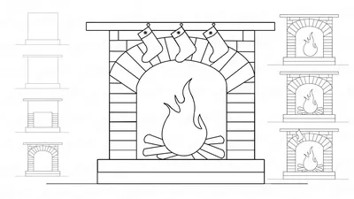 Камин рисунок гуашью - 34 фото