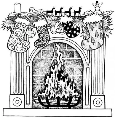 Рисунок камина на стене - 63 фото