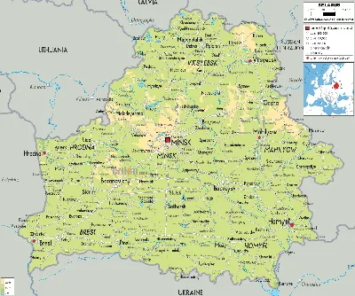 Карта Беларуси (Белоруссии) на русском языке с городами - 
