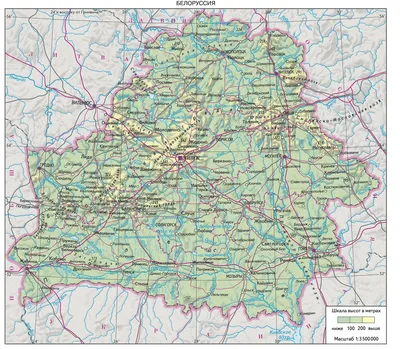 Карта Беларуси с городами и областями