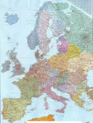Политическая карта Европы - Континенты и части света - Векторные карты в  формате PDF | Каталог векторных карт