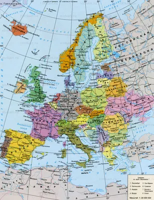 Подробная политическая карта Европы. Все страны Европы. Карта масштаба   000 000 | UA Maps | Все карты Украины в одном месте