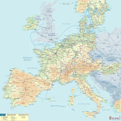 ᐉ Карта Европы на акриле с подсветкой между странами Wander 250х244 см