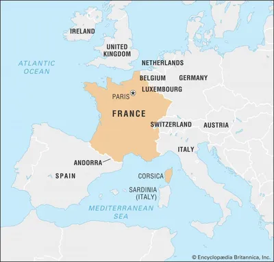Франция карта Европы - карта Франции Европы (Западная Европа - Европа)