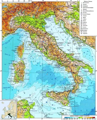 Подробная физическая карта Италии. Италия – подробная физическая карта |   | Карты всех стран мира