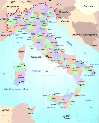Карта Италии с городами на русском языке. Карта Италии с курортами —  Туристер.Ру