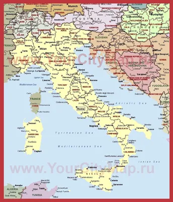 Административная карта Италии 70*40 см купить в розницу и оптом. В магазине  .