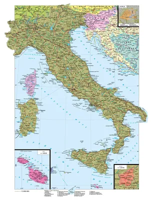 Антикварная карта Италии.