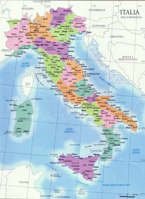 Карта Италии на русском языке. Подробная карта с городами