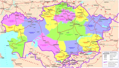 Карта Казахстана с основными туристическими достопримечательностями