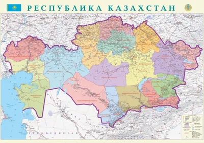 Карта РК 1:1,5 Политическая Административная Ламинированная на  государственном языке 3D,2019год.