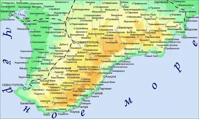 Подробная карта Крыма 2024. Карта Крыма с городами и посёлками на русском  языке — Туристер.Ру