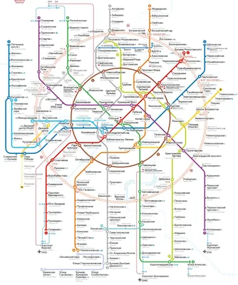 Схема (карта) метро Москвы 2019 г. с вокзалами, аэропортами и МЦК | Карта,  Планировщик путешествий, Карта города