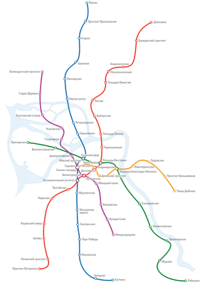 Cхема линий Петербургского метрополитена