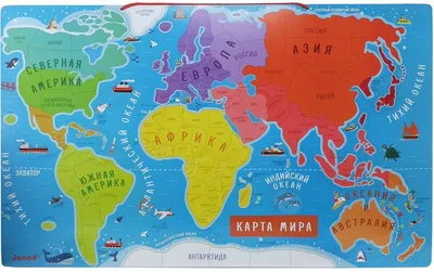 Карта мира Животные для детей на английском языке (большая) - 