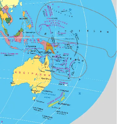 Карта Австралии на русском языке с городами | Политическая карта Австралии  - 