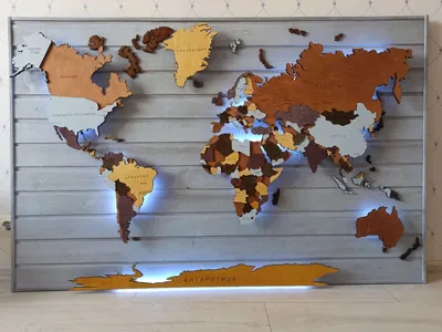 ᐉ Карта мира на стену с подсветкой 3д 150х90 см