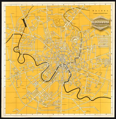 Старинная русская гравюра и фотография - Большая карта Москвы