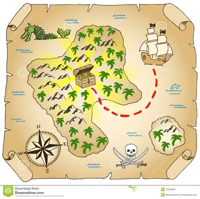 Веселые и креативные раскраски Карта сокровищ для детей и взрослых