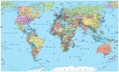 Политическая карта мира 150x100 купить у производителя - "Краина стендов"
