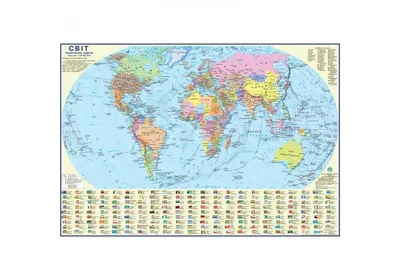Купити Карта світу політична. Ламінований папір 100х70 см. недорого
