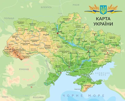 Фотообои Физическая карта Украины купить на стену • Эко Обои