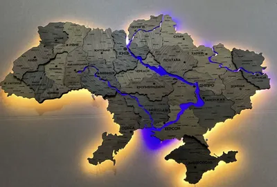Карта Украины на английском языке с символикой Украины (арт.758) | Elitclass