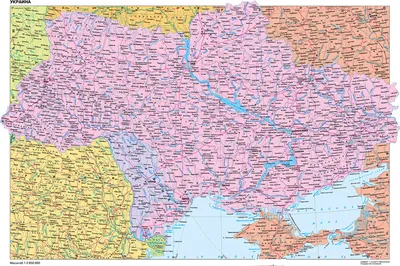 Большая карта Украины 2023 с городами и областями на весь экран
