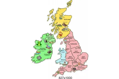 КАРТА ВЕЛИКОБРИТАНИИ И СЕВЕРНОЙ ИРЛАНДИИ. РАЗМЕР 69х96 купить в Минске, цена