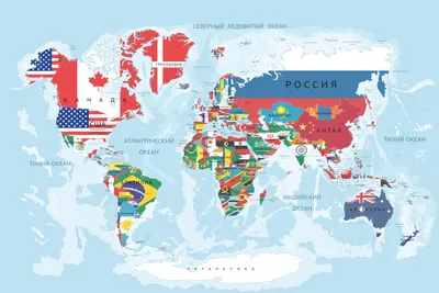 Фотообои Карта континенты страны океаны купить на стену • Эко Обои