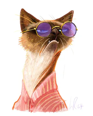 Купить плакат Кот в очках и желтом галстуке от 290 руб. в арт-галерее DasArt