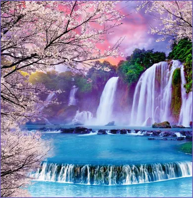 Фиолетовый водопад - Картинка на телефон / Обои на рабочий с | Waterfall  scenery, Beautiful waterfalls, Waterfall wallpaper