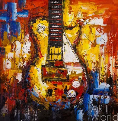 Картина Картина маслом "Hard Rock Guitar N2" (Хард рок гитара) 80x80  DW181202 купить в Москве