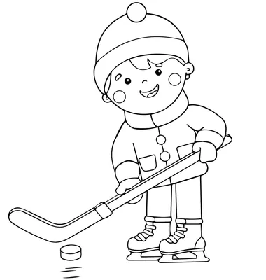 Хоккей — раскраска для детей. Распечатать бесплатно.