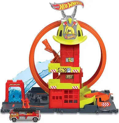 Hot Wheels City Downtown Fire Station Spinout Play Set - 