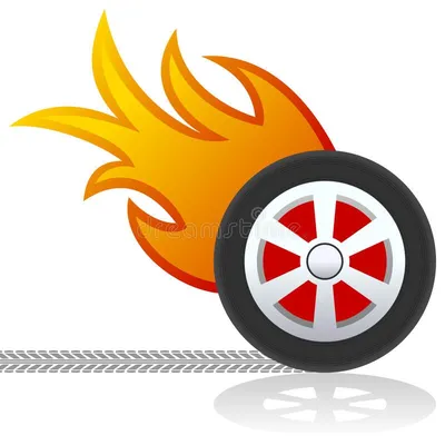 Car wheel in fire stock vector. Illustration of sign - 61029489