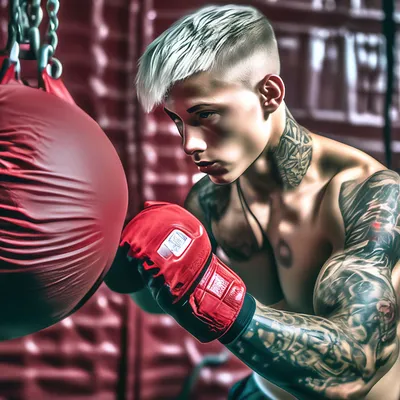 Muscular kick-box or muay thai fighter punching in smoke. Stock Photo |  Adobe Stock