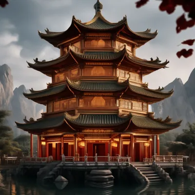 Китайская пагода иллюстрация | Премиум Фото