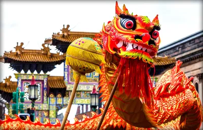 Обои люди, улица, дракон, Китай, Китайский Новый Год картинки на рабочий  стол, раздел праздники - скачать