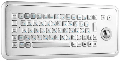 Металлическая настольная антивандальная клавиатура c трекболом, USB, Fn,  Ctrl, Alt TG-PC-TrackDesk02