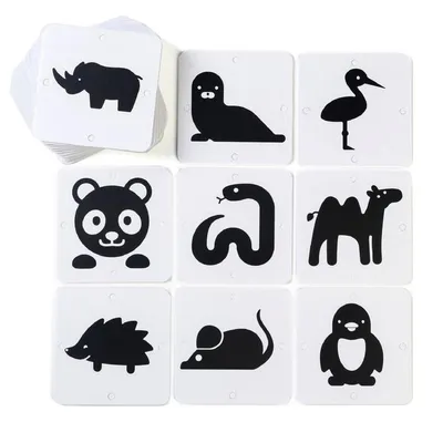 Черно-белые картинки для новорожденных "Животные" купить в интернет  магазине Nappystore в Благовещенске