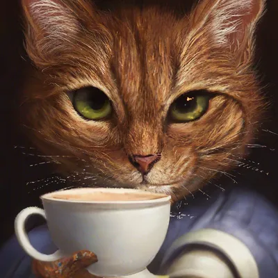 Котик и два кофе: "Я люблю тебя» — создано в Шедевруме