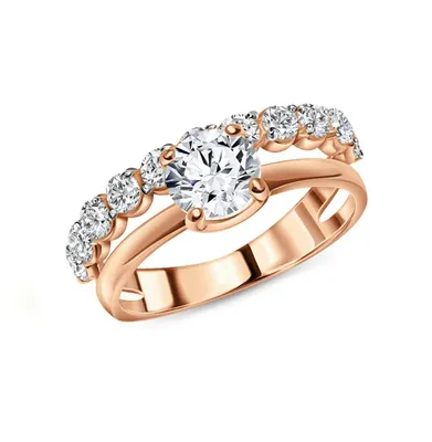 Золотое кольцо с фианитом (арт. 380485) цена -  грн, фото - купить в  интернет-магазине Золотая Королева