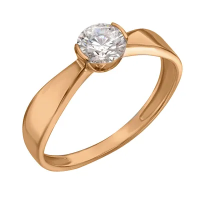 Купить золотое кольцо с фианитом в родированном касте 000101694 ✴️в 