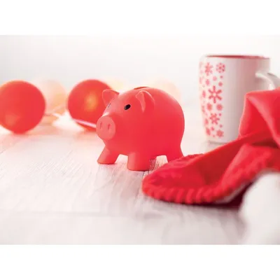 Копилка "Свинка" с логотипом, цвет красный, материал пластик - цена от 320  руб | Купить в Санкт-Петербурге